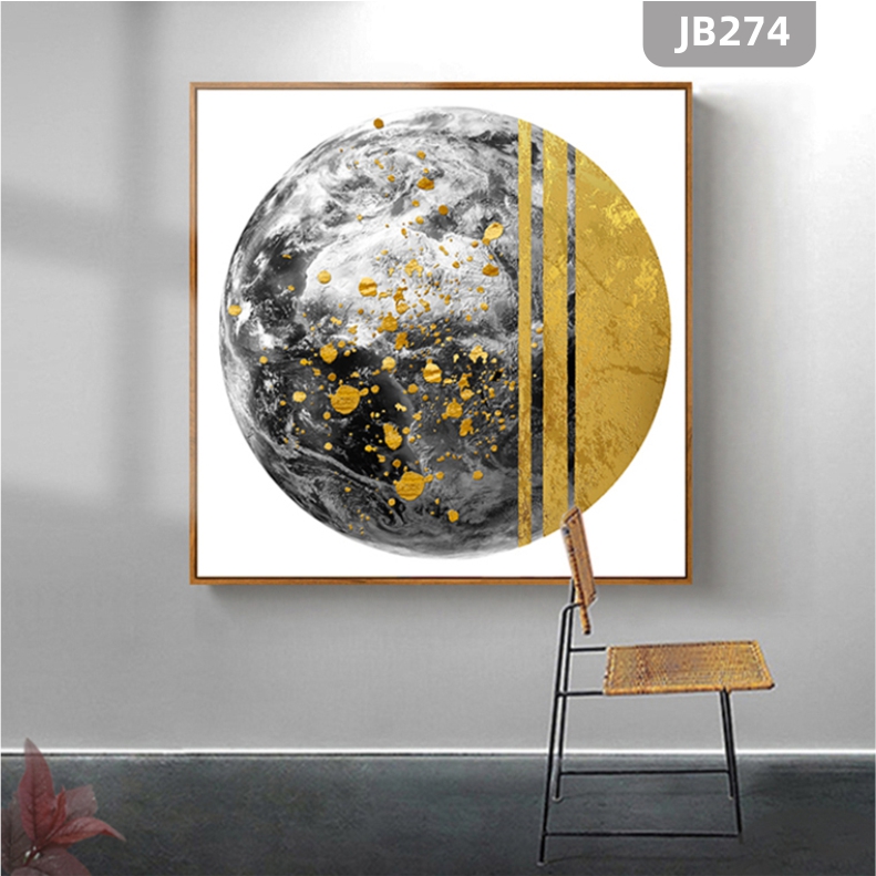 手绘月球地球装饰画抽象客厅沙发背景墙画创意书房壁画卧室餐厅挂画
