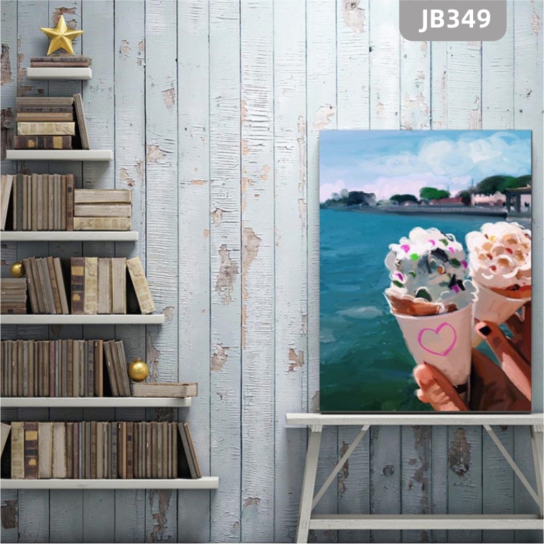 现代客厅装饰画休闲吧会所壁画客厅沙发背景墙挂画冰淇淋奶茶挂画