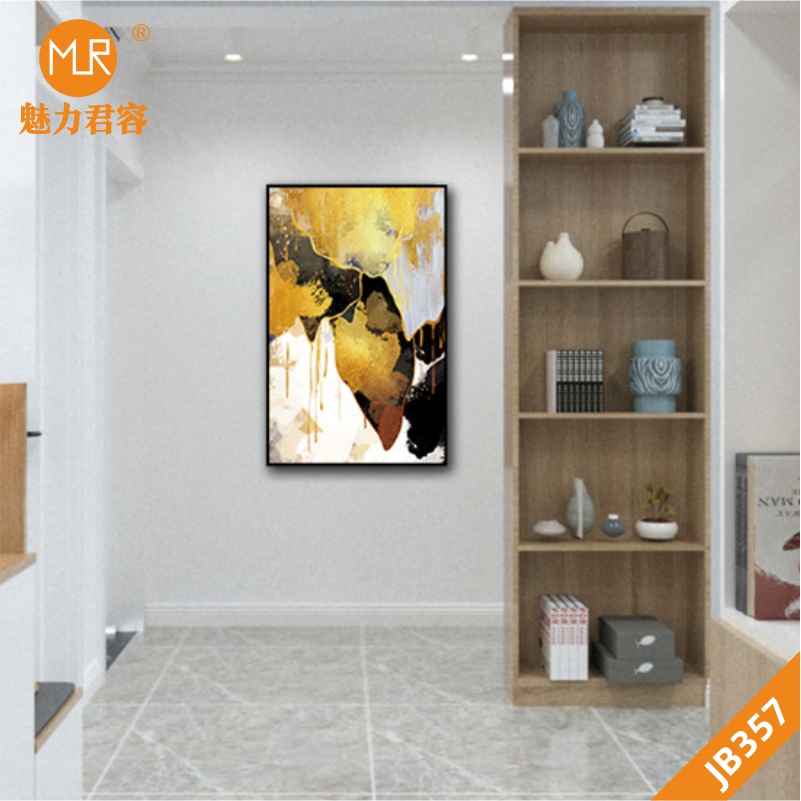 北欧抽象客厅装饰画现代轻奢金色线条艺术大气沙发背景墙挂画书房挂画