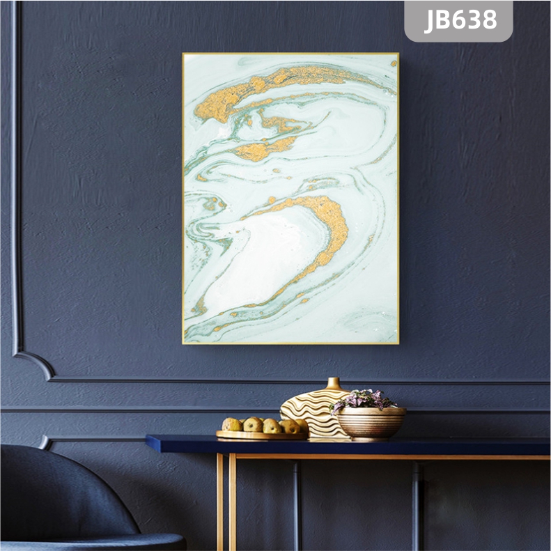 抽象蓝色大理石纹金线玄关客厅装饰画餐厅饭厅沙发挂画卧室床头壁画