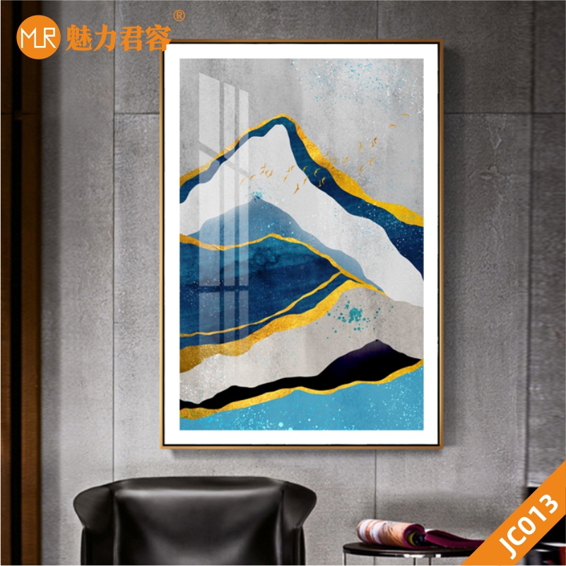 家居客厅玄关现代北欧抽象山脉金箔水晶肌理晶瓷画装饰画沙发挂画