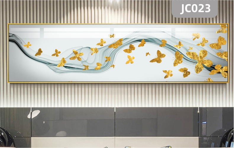 金色蝴蝶花鸟现代简约抽象水墨卧室床头装饰画客厅沙发背景墙挂画