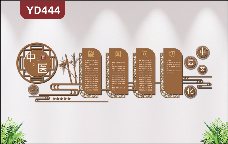 中医馆文化墙定制设计养生馆医院背景墙望闻问切3d立体亚克力墙贴