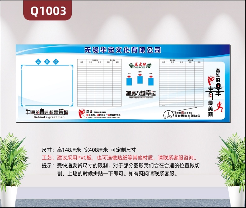 定制销售业绩风云榜越努力越幸运展示团队员工风采文化宣传文化墙