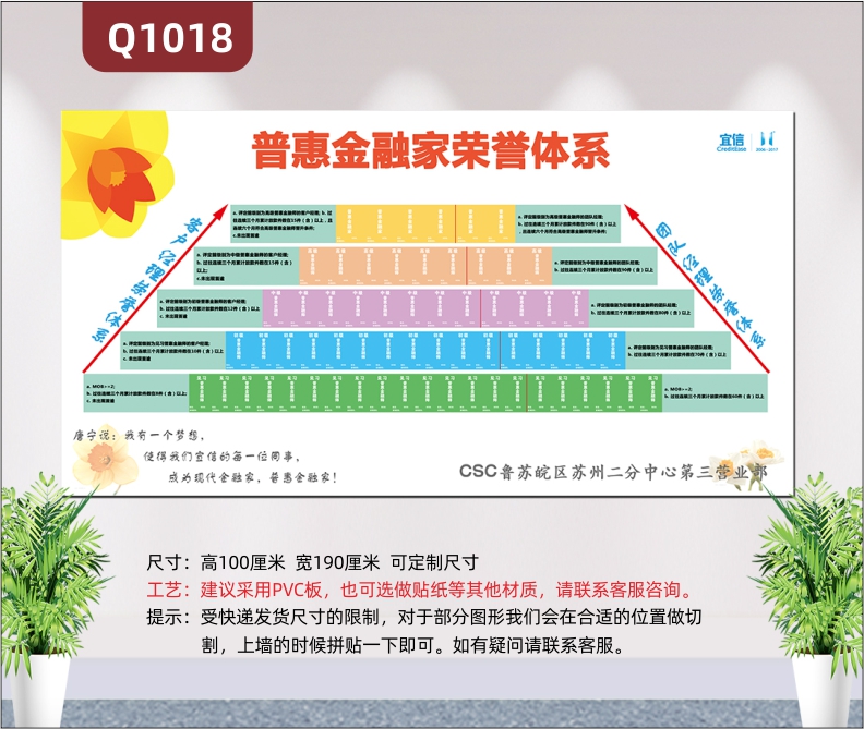 定制银行荣誉体系文化墙可擦写吸磁软白板金字塔贴纸公司形象墙贴