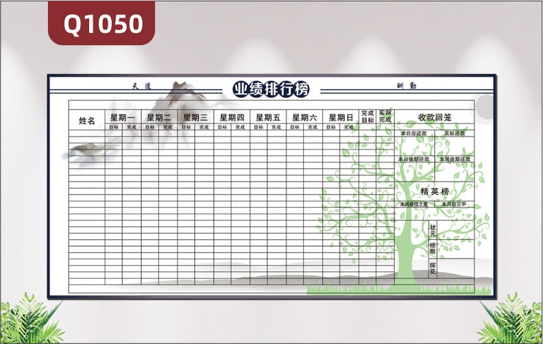 定制公司业绩榜荣誉榜墙贴办公磁性文化宣传公告栏可擦写防水墙贴