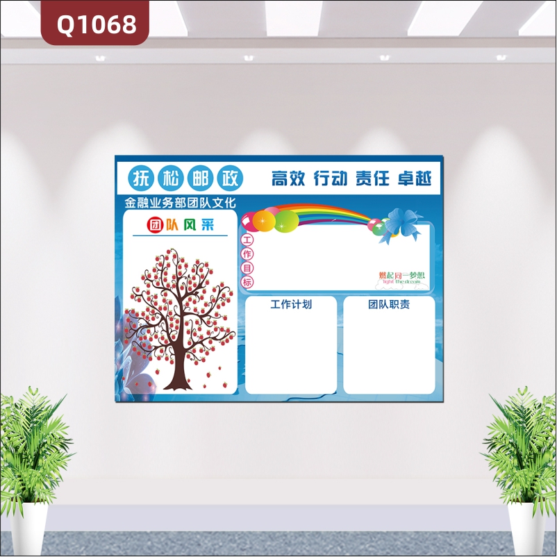 定制企业文化墙公司团队风采工作目标团队职责公告栏办公室形象墙贴
