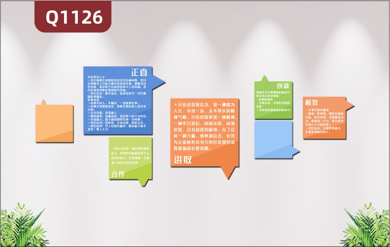 定制企业文化墙正直合作进取创新极致立体雕刻励志标语简约展示墙贴