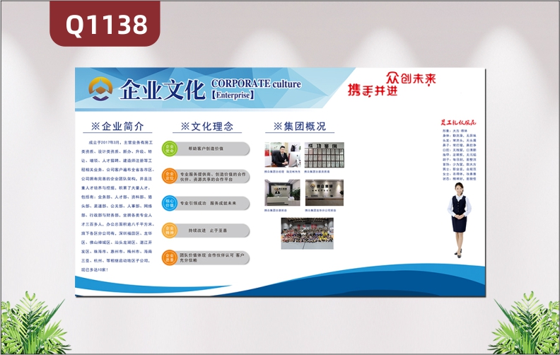 定制企业文化墙企业历程企业简介企业文化理念集团概况员工礼仪展示墙贴