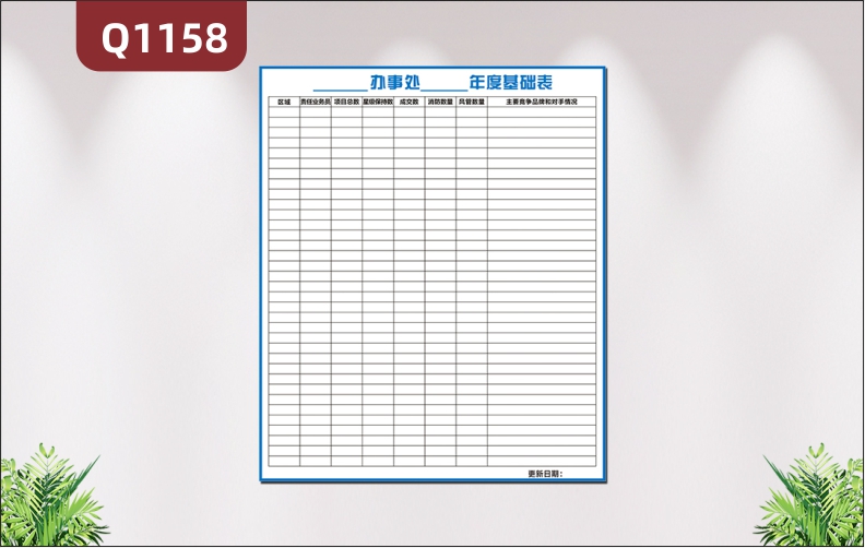 定制企业文化墙年度表区域责任业务员项目总数成交数主要竞争品牌展示墙贴