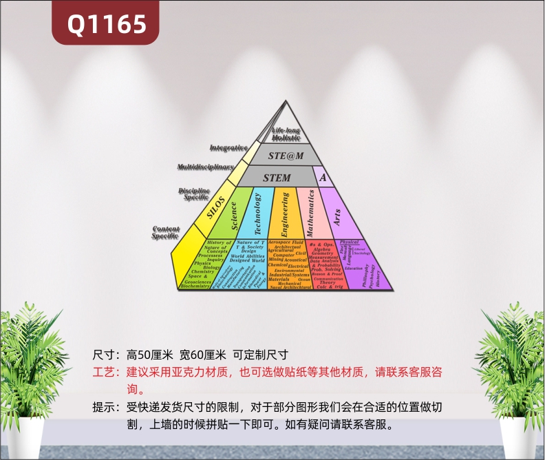 定制企业文化墙几何立体图形雕刻展板金字塔信息展示办公室墙面装饰墙贴