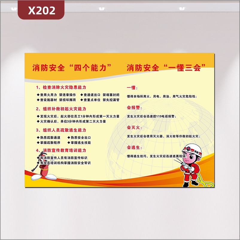 定制企业消防安全四个能力消防安全一懂三会文化展板优质KT板企业通用