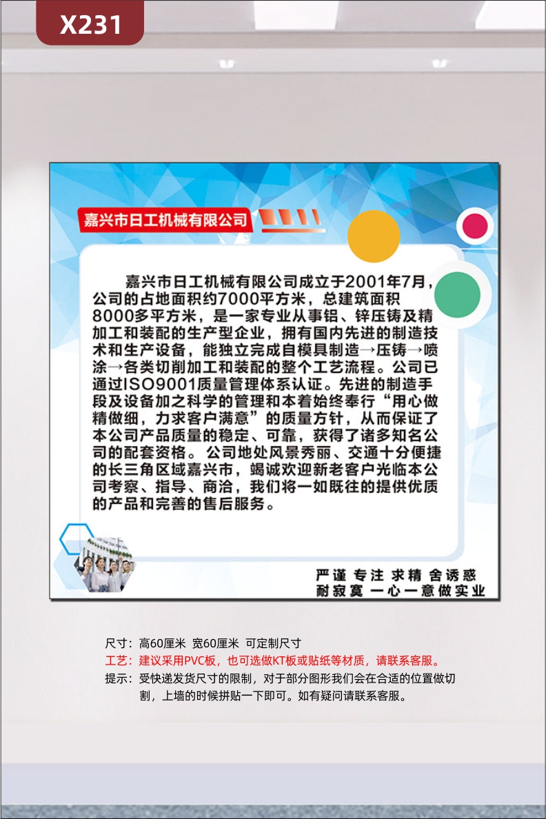 定制企业简介文化展板企业名称企业LOGO企业理念企业服务项目质量方针