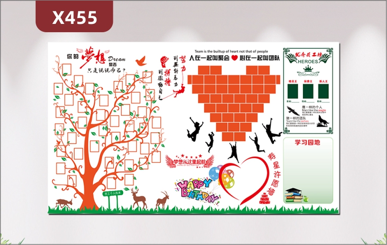 定制企业优秀员工榜大树员工个人风采照片墙优秀员工榜寿星许愿墙学习园地展示墙贴