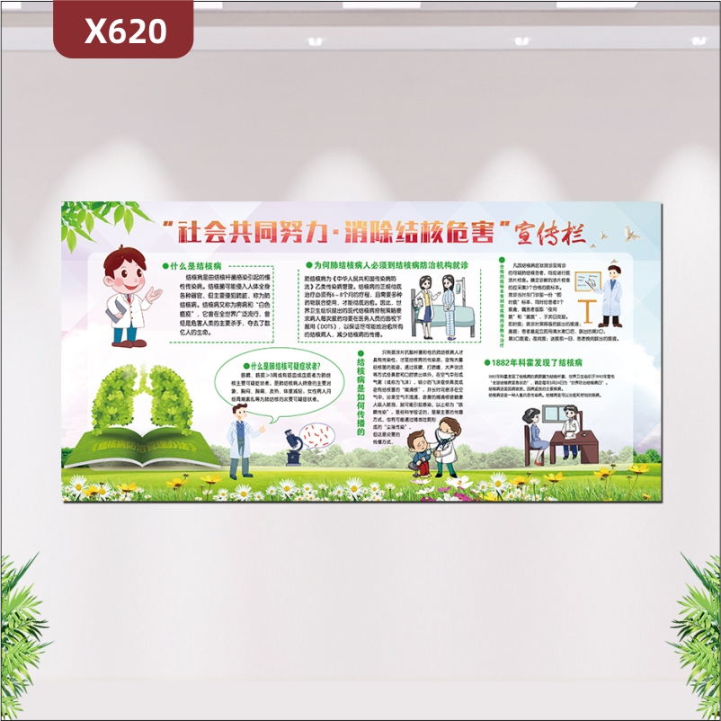 定制世界结核病防治日医疗卫生公益宣传栏什么是结核病什么是肺结核可疑症状者如何传播展示墙贴