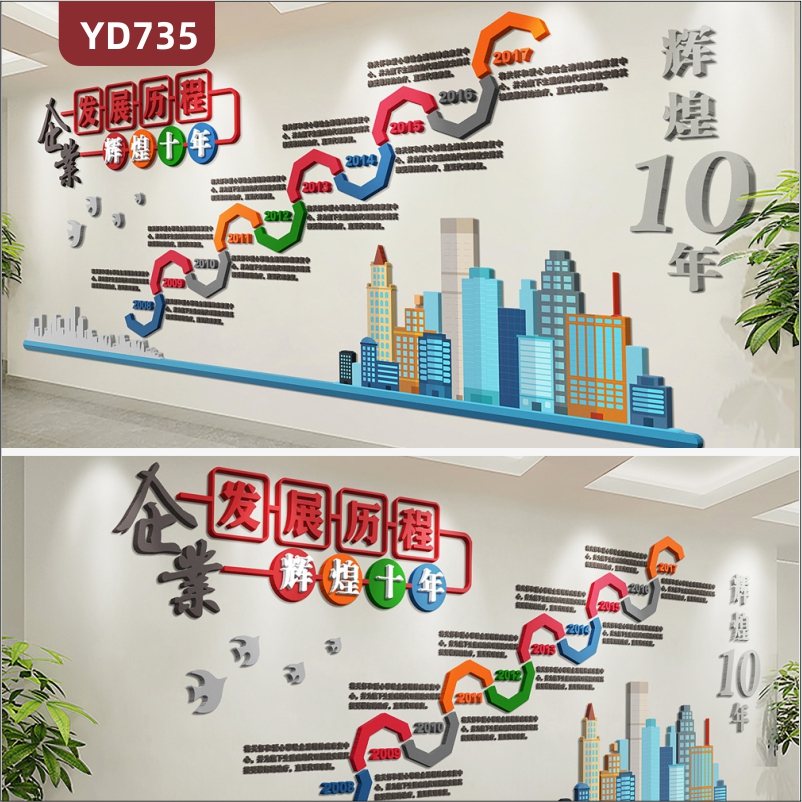 定制创意设计企业文化墙楼梯立体装饰墙公司发展历程展示墙贴镂空雕刻工艺