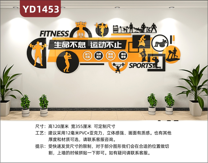 体育运动文化墙健身房健美塑型教练风采展示墙过道运动健康理念立体标语