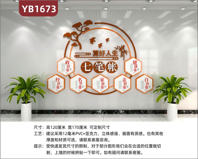 算好人生七笔账简介组合展示墙反贪局传统风廉政文化立体装饰墙贴