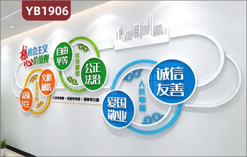 社会主义核心价值观宣传墙走廊人民有信仰民族有希望组合标语装饰墙贴