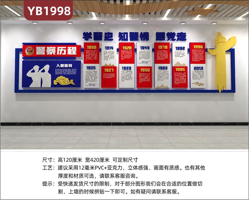 中国人民警察历程入警誓词简介展示墙学警史知警情跟党走立体标语