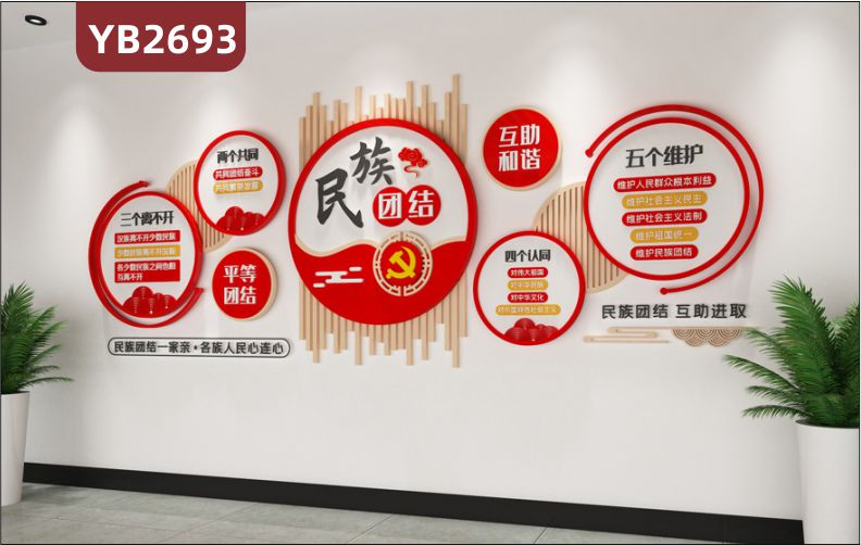 民族团结文化墙复兴标语党建活动室形象背景墙宣传栏民族团结一家亲 各族人民心连心