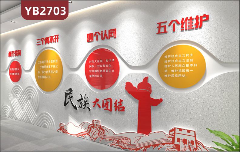 民族团结文化墙复兴标语党建活动室形象背景墙宣传栏民族大团结   