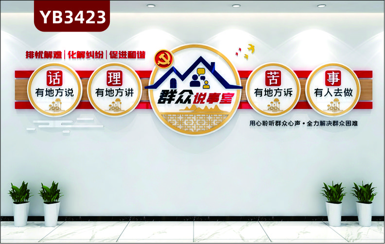 社区群众说事室宣传工作法议事园群众村民说事室党建文化墙背景墙