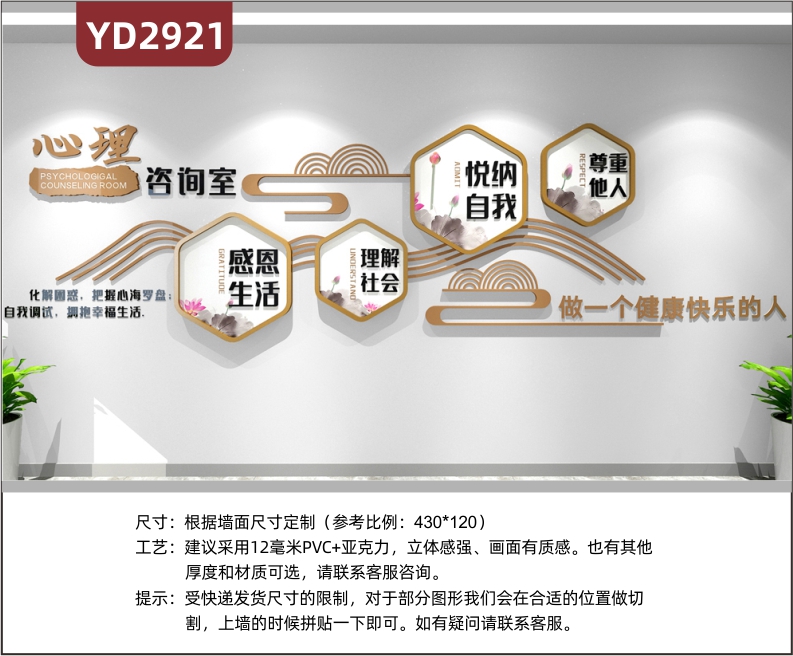 心理辅导咨询室文化墙面装饰标语学校医院心灵驿站宣传墙贴画布置