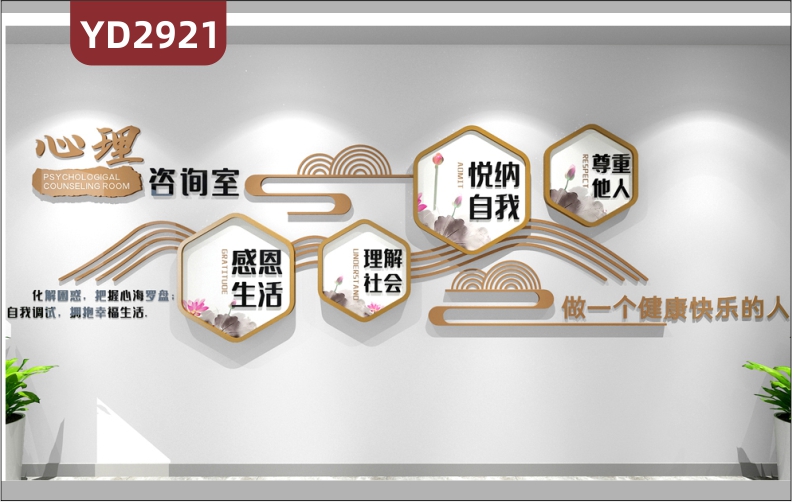 心理辅导咨询室文化墙面装饰标语学校医院心灵驿站宣传墙贴画布置