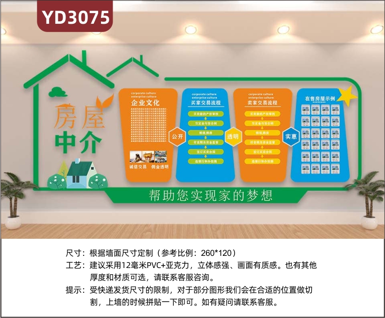 房屋中介交易流程在售房屋办公室墙面装饰企业文化墙会议室背景墙