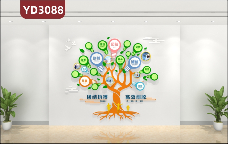 新款高档员工树风采文化墙团队展示企业照片标语墙贴办公室室装饰