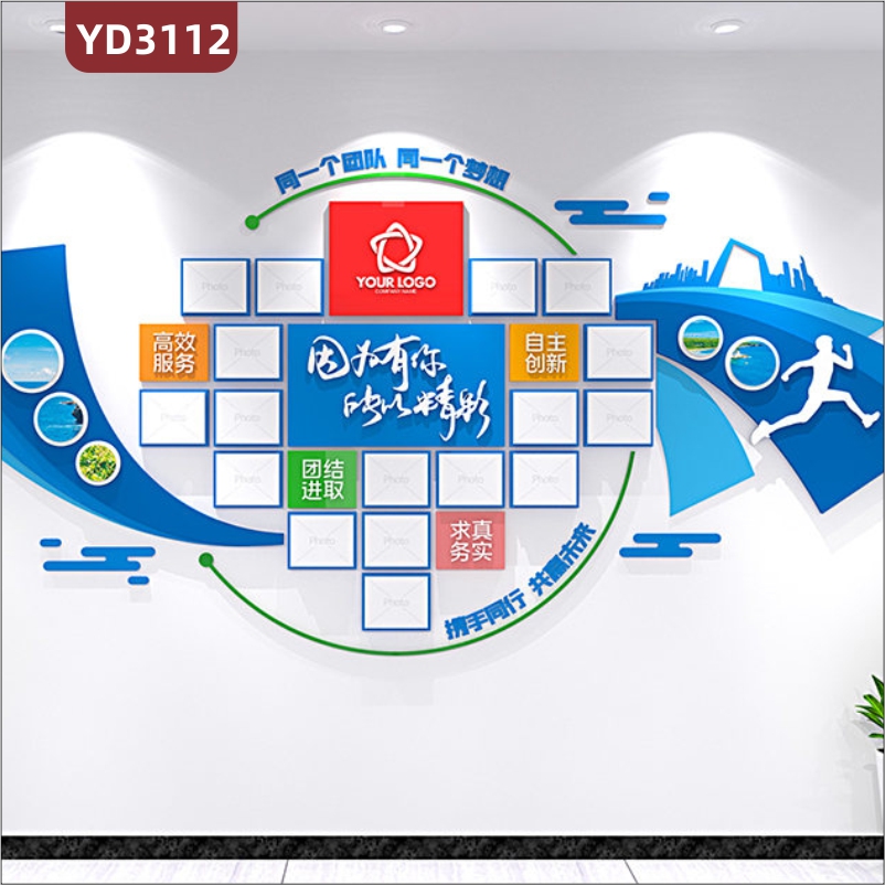 员工风采团队荣誉展示照片墙装饰贴壁画办公室布置公司企业文化墙