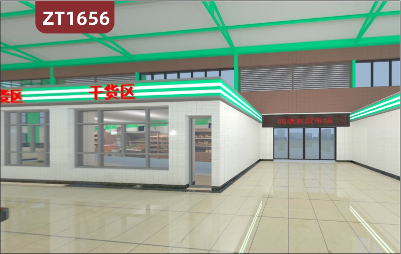 定制农贸市场3D建模效果高清渲染设计VR全景视频效果铺面摊位规划布局设计