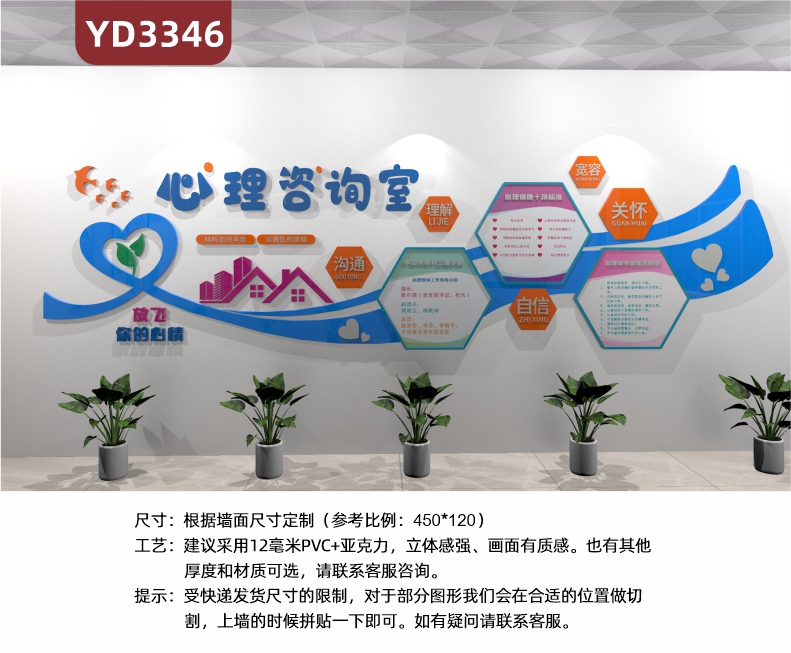 定制心理咨询室布置装饰画心灵驿站工作健康文化墙贴挂图摆件品背景墙