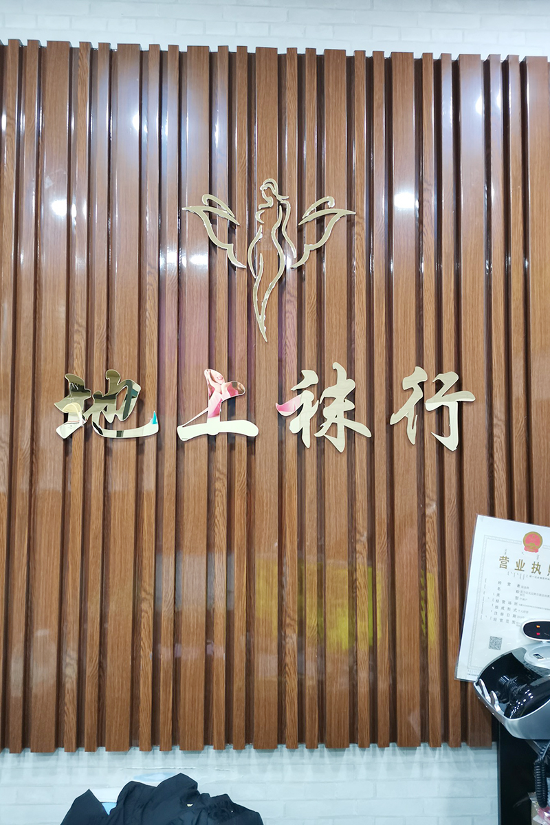 2+2镜面浅金亚克力水晶字正面实物上墙效果展示