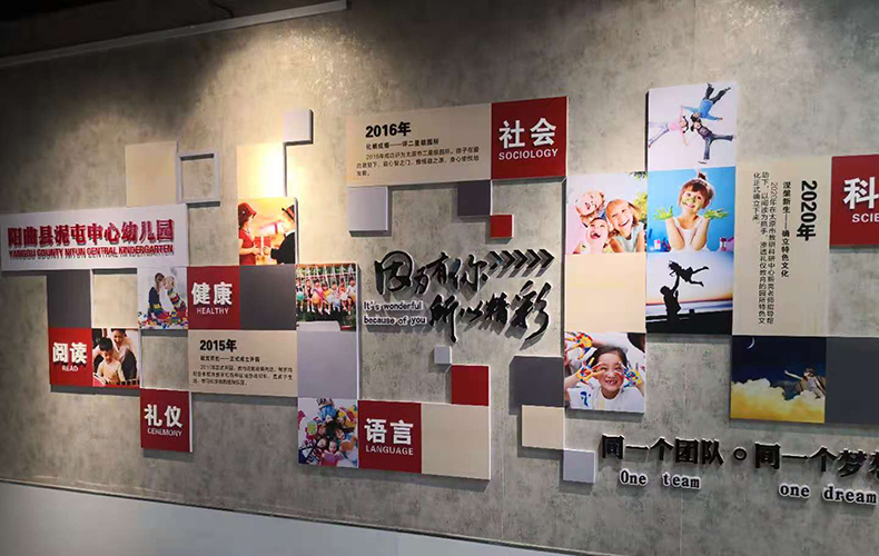 12MM厚度PVC板3D立体雕刻UV印刷画面+局部大字2毫米厚度的亚克力镂空雕刻风采展示墙