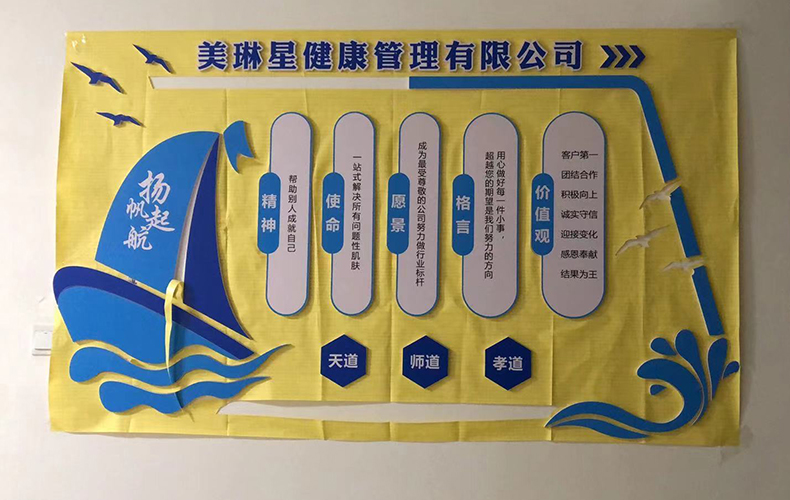 12MM厚度PVC板3D立体雕刻健康管理公司理念文化