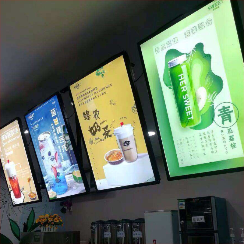 平面超薄点餐灯箱黑边 奶茶小吃餐饮菜单菜品 LED灯箱