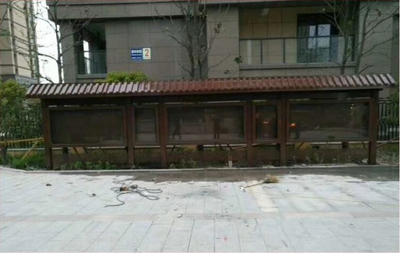 社区街道宣传栏带顶棚 可更换内容 不锈钢镀锌板复古油漆