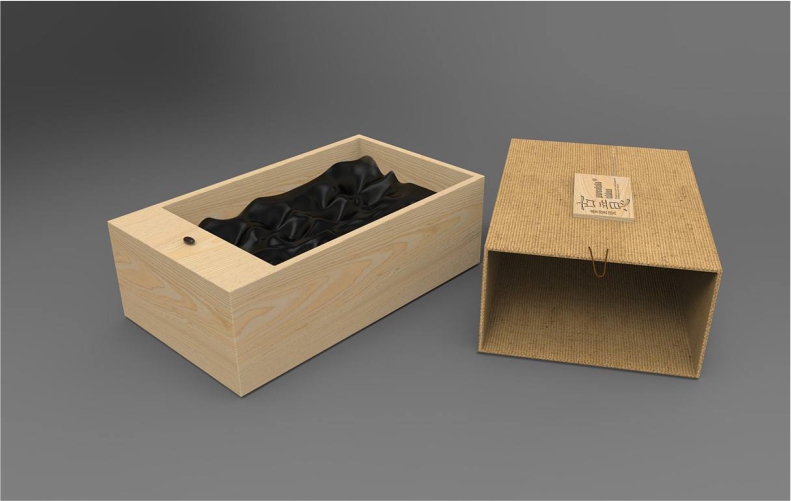 陶瓷包装盒 木质盒子加亚麻材                                                   