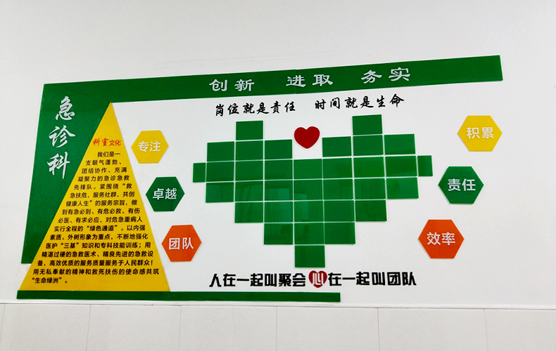 2MM厚度亚克力UV科室文化墙实物上墙效果展示