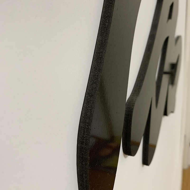 12MM厚度黑色PVC亮光板立体雕刻字细节展示                    